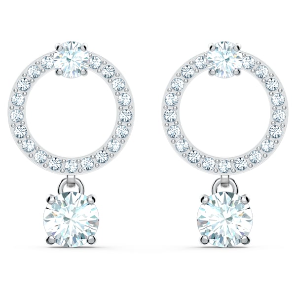 swarovski attract circle pierced earrings white rhodium plated swarovski 5563278