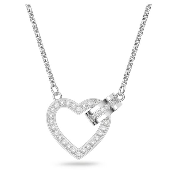 lovely necklace heart white rhodium plated swarovski 5636444