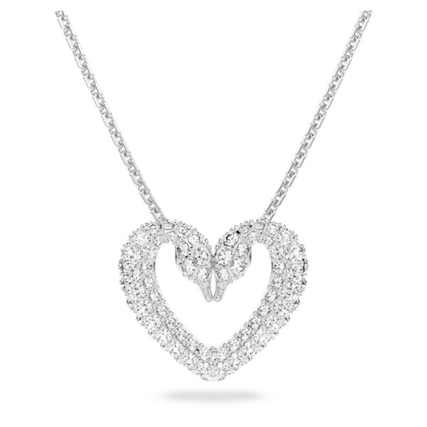 una pendant heart small white rhodium plated swarovski 5625533