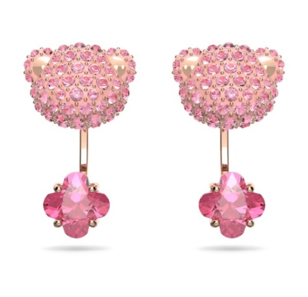 Swarovski teddy drop earrings pink rose gold tone plated swarovski 5642982