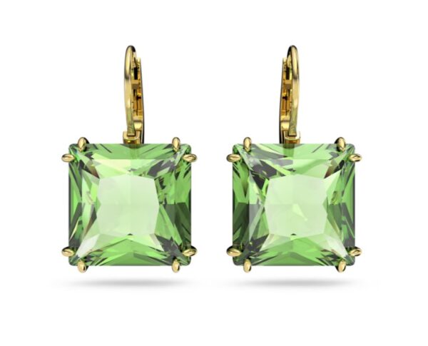 Swarovski millenia drop earrings square cut green gold tone plated swarovski 5636564 (1)