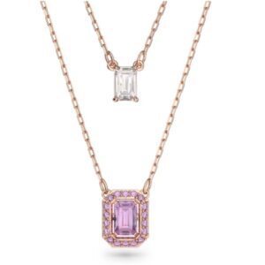 Swarovski millenia layered necklace octagon cut purple rose gold tone plated swarovski 5640558 (1)