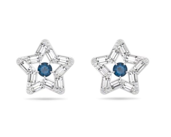 Swarovski stella stud earrings mixed cuts star blue rhodium plated swarovski 5639188