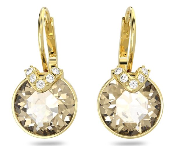 Swarovski bella v drop earrings round cut gold tone gold tone plated swarovski 5662093 (1)