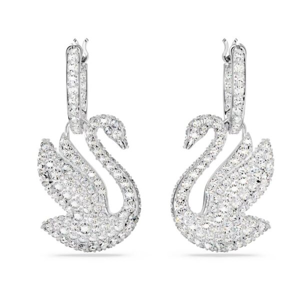 Swarovski iconic swan drop earrings swan white rhodium plated swarovski 5647545 (2)