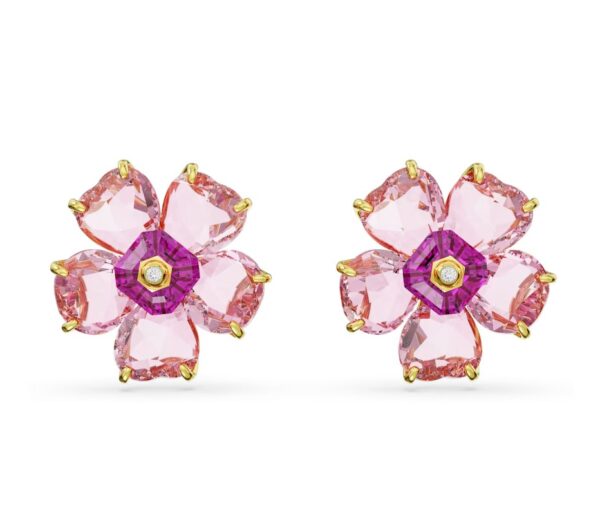 Swarovski florere stud earrings flower pink gold tone plated swarovski 5650563 (1)
