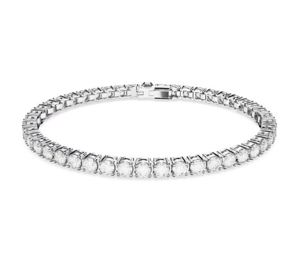 Swarovski matrix tennis bracelet round cut small white rhodium plated swarovski 5648937 (1)