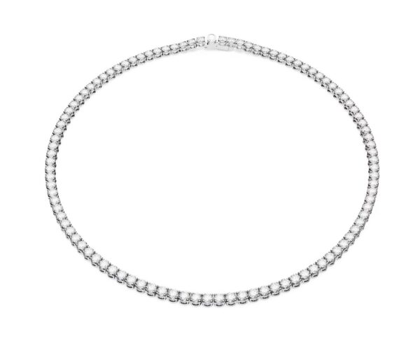 Swarovski matrix tennis necklace round cut small white rhodium plated swarovski 5661257 (1)